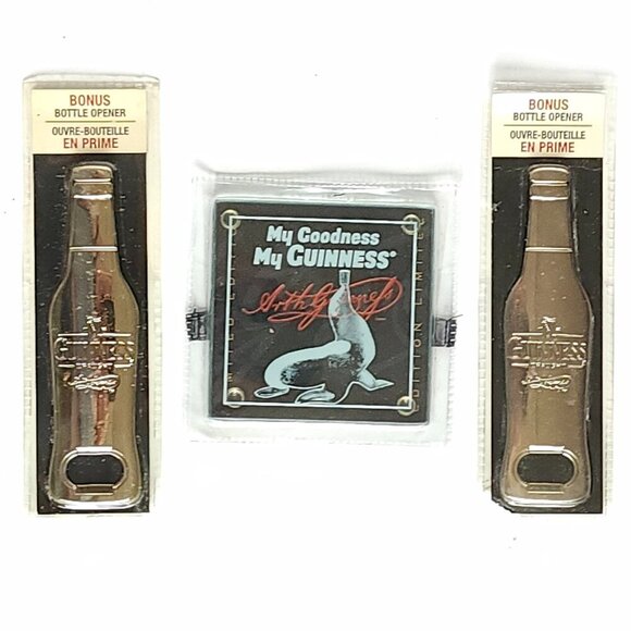 GUINNESS Bottle Opener and Glass Coaster Lot of 3 My Goodness My Guinness Stout - Picture 1 of 2